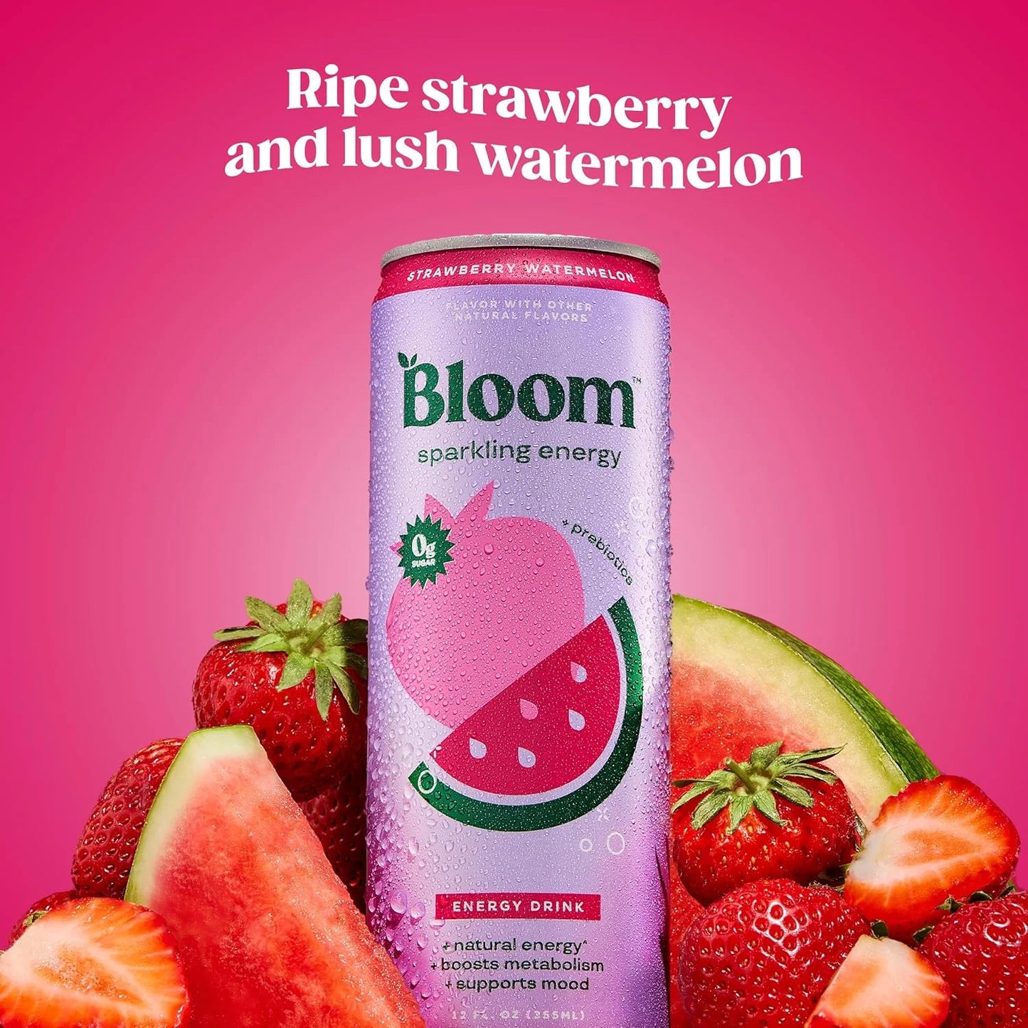 Bloom Sparkling Energy Sandía Fresa Lata Individual de 12 Oz