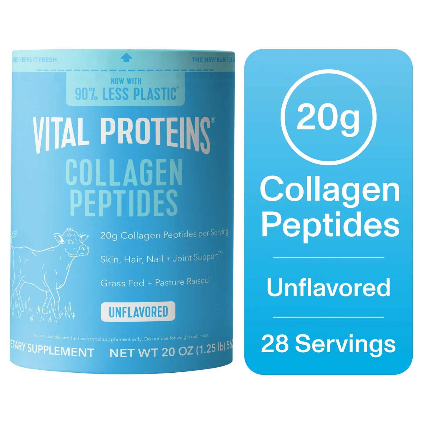 Vital Proteins Collagen Peptides Suplemento en Polvo para Cabello, Piel y Uñas, sin Sabor, 20 oz