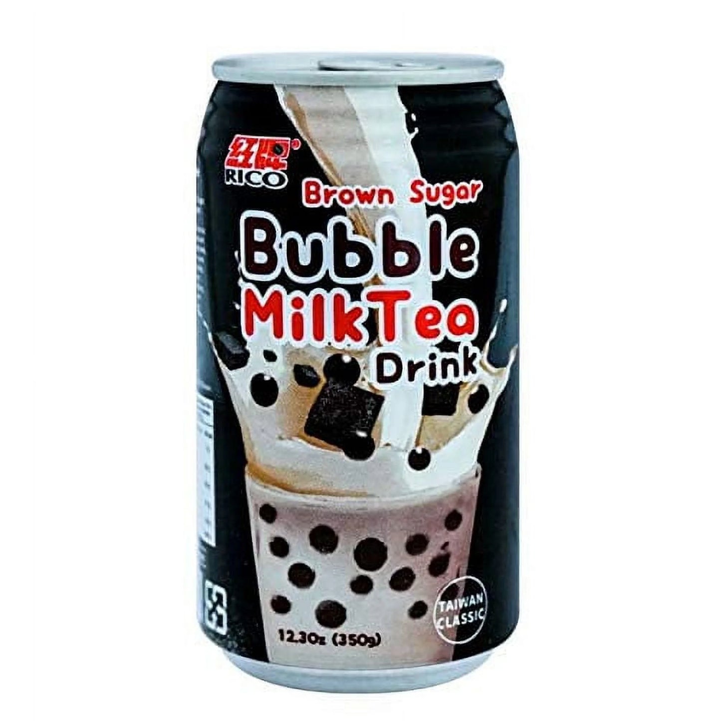 (Paquete de 2) Rico Bubble Milk Tea Bebida Sabor Azúcar Moreno, Lata de 12.3 oz
