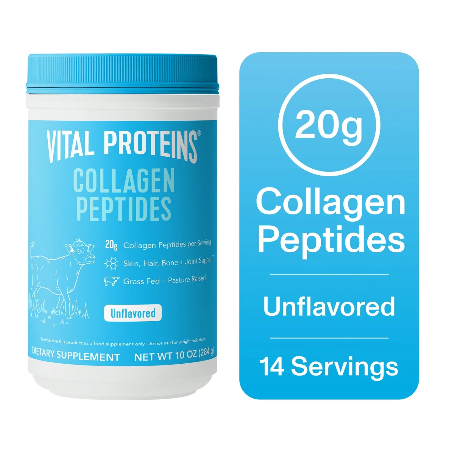 Vital Proteins Collagen Peptides Suplemento en Polvo para Cabello, Piel y Uñas, sin Sabor, 10 oz