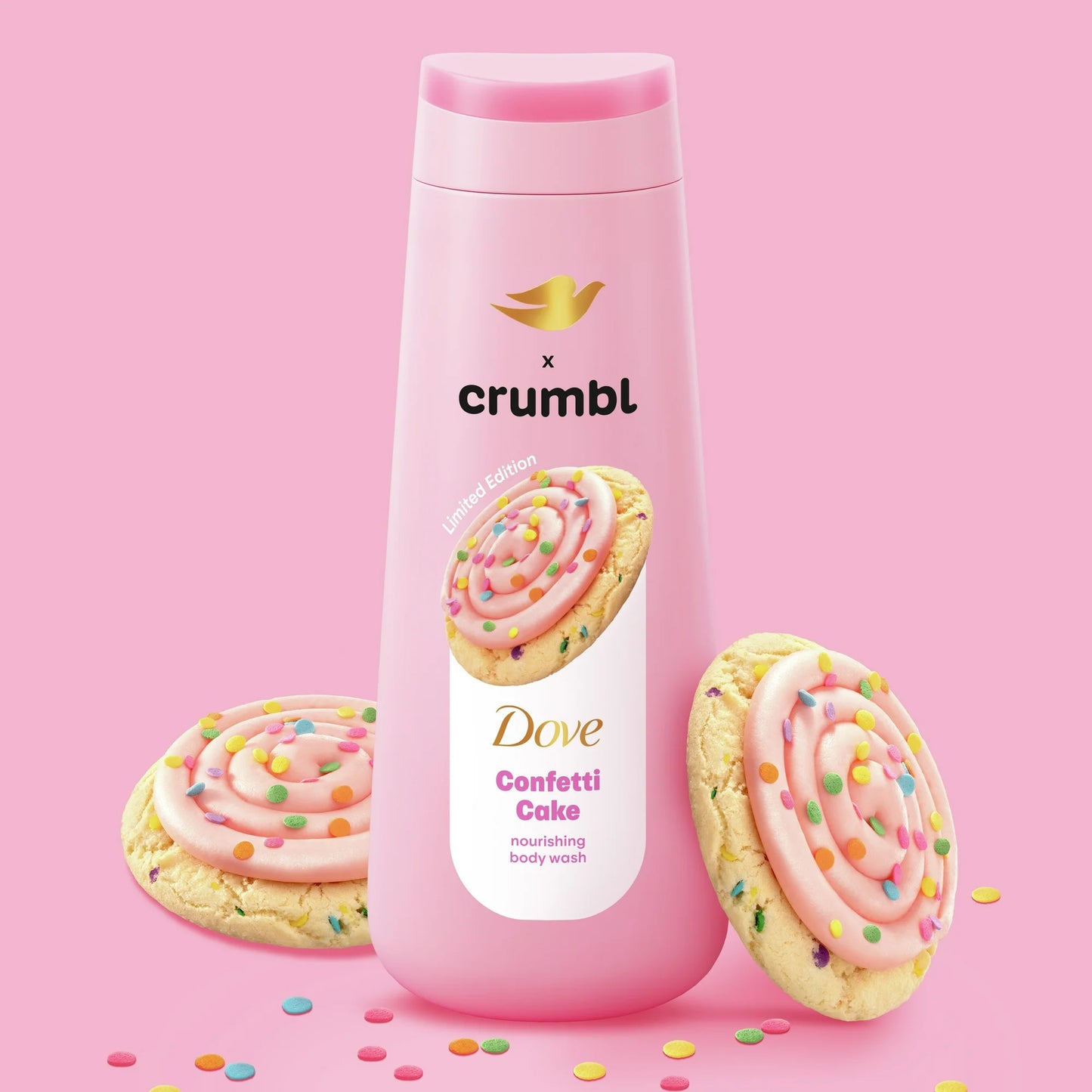 Dove Gel de Baño Líquido Hidratante Crumbl Pastel de Confeti, 20 oz