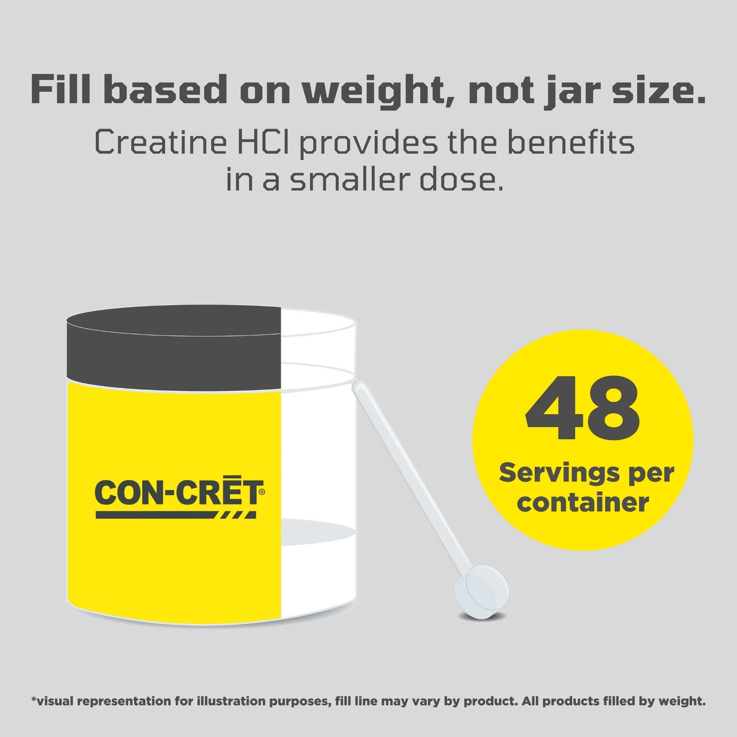 CON-CRET Creatina HCl Patentada Lima Limón en Polvo, Suplemento de Entrenamiento, 48 Porciones