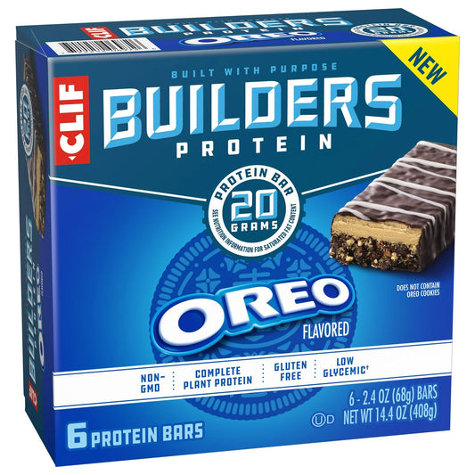 CLIF BUILDERS Protein Bars OREO-Flavored, Plant Protein, Gluten Free Bar, 6ct