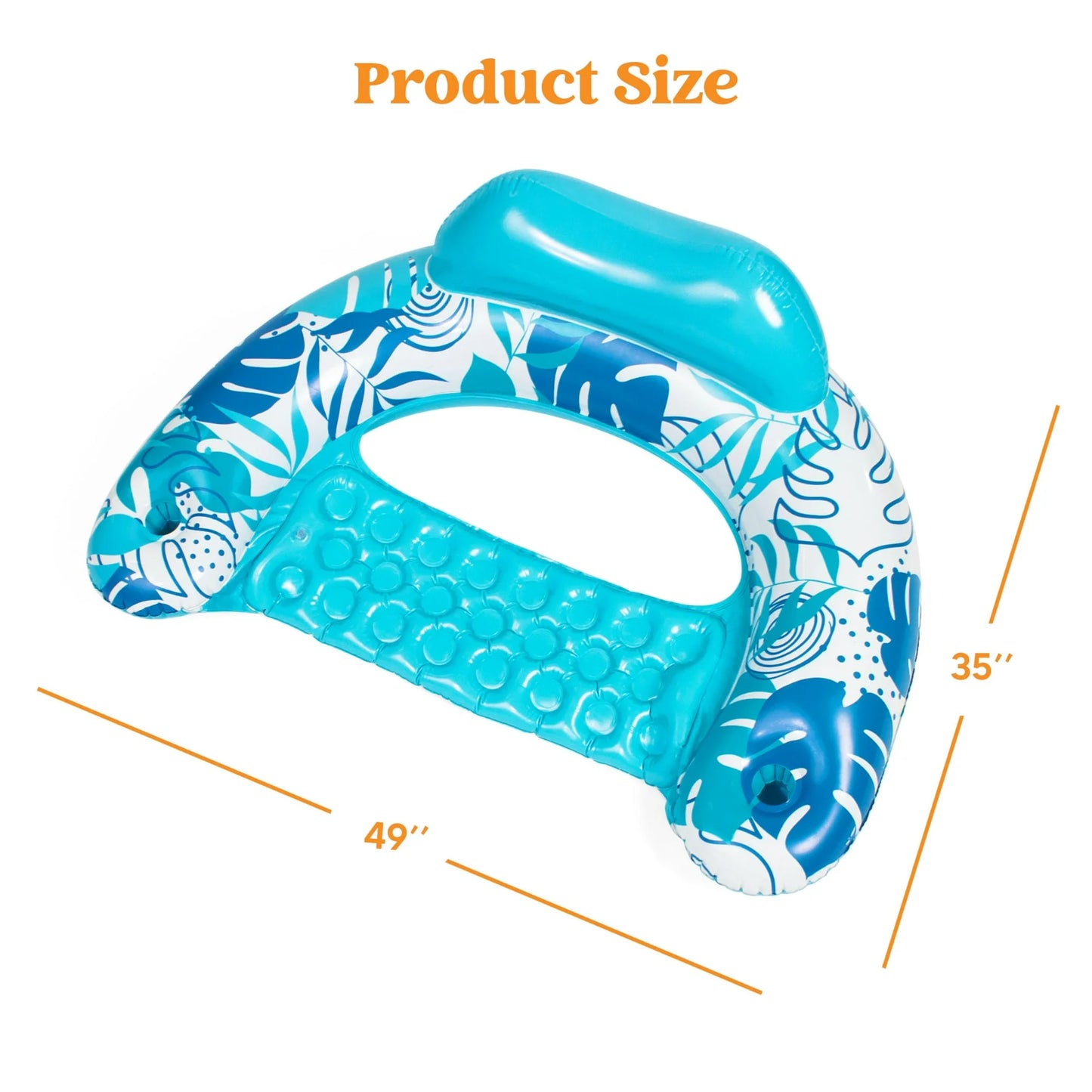 SYNCFUN Flotadores Inflables para Piscina para Adultos, 2 Packs de Flotador para Silla de Piscina con 2 Portavasos, Tumbonas de Piscina para Piscina, Lago, Viaje, Playa