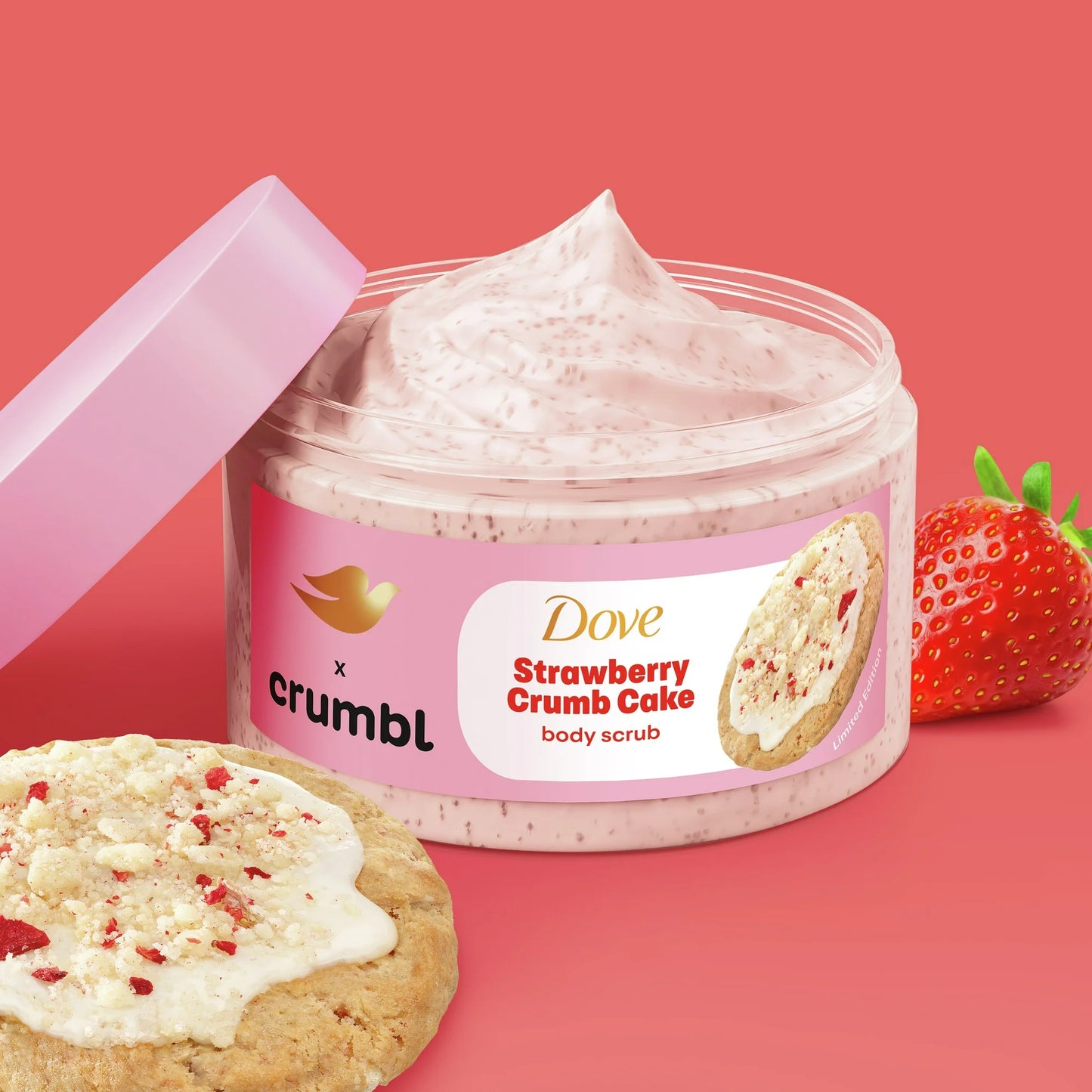 Dove Exfoliante Corporal en Crema Strawberry Cookie, 15 oz