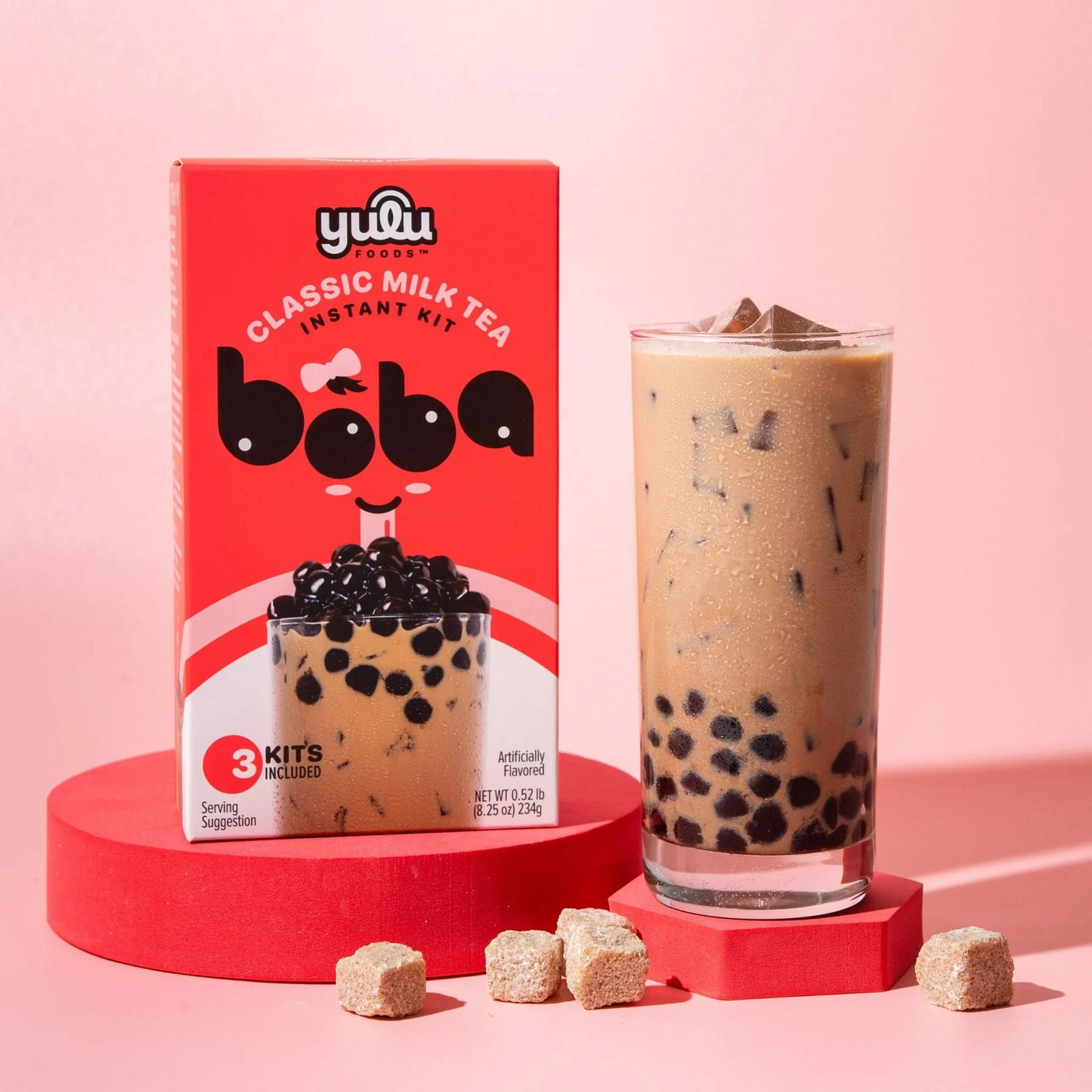 Yulu Té con Leche Clásico Boba Instantáneo, Kit de Té de Burbujas, 3 Bebidas
