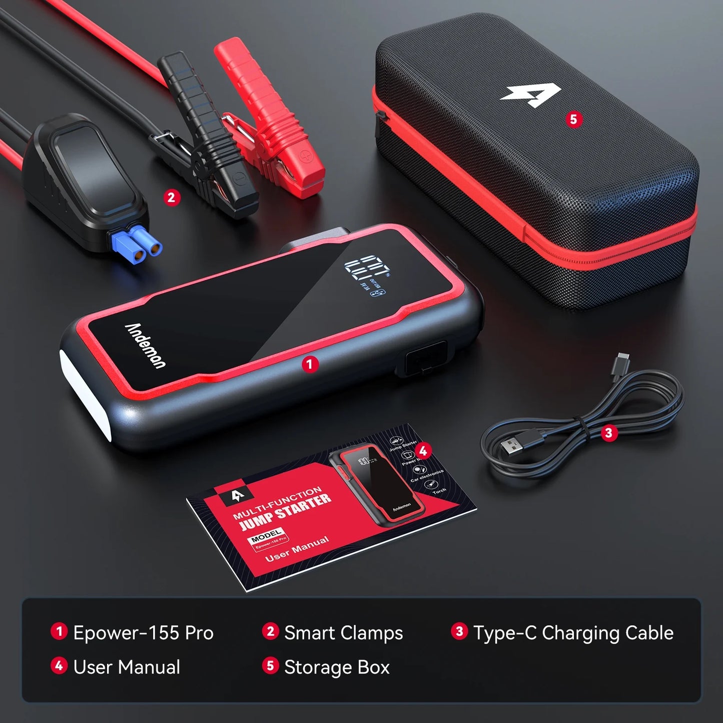 Audew Jump Starter, Car Auto Battery Jump Starter Portable 2000A Cargador 20000mAh