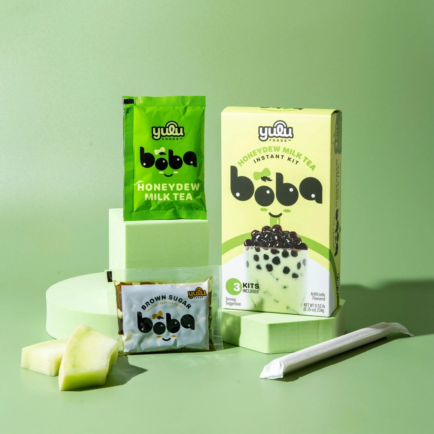 Yulu Té con Leche de Melaza Boba Instantánea, Kit de Té de Burbujas, 3 Bebidas
