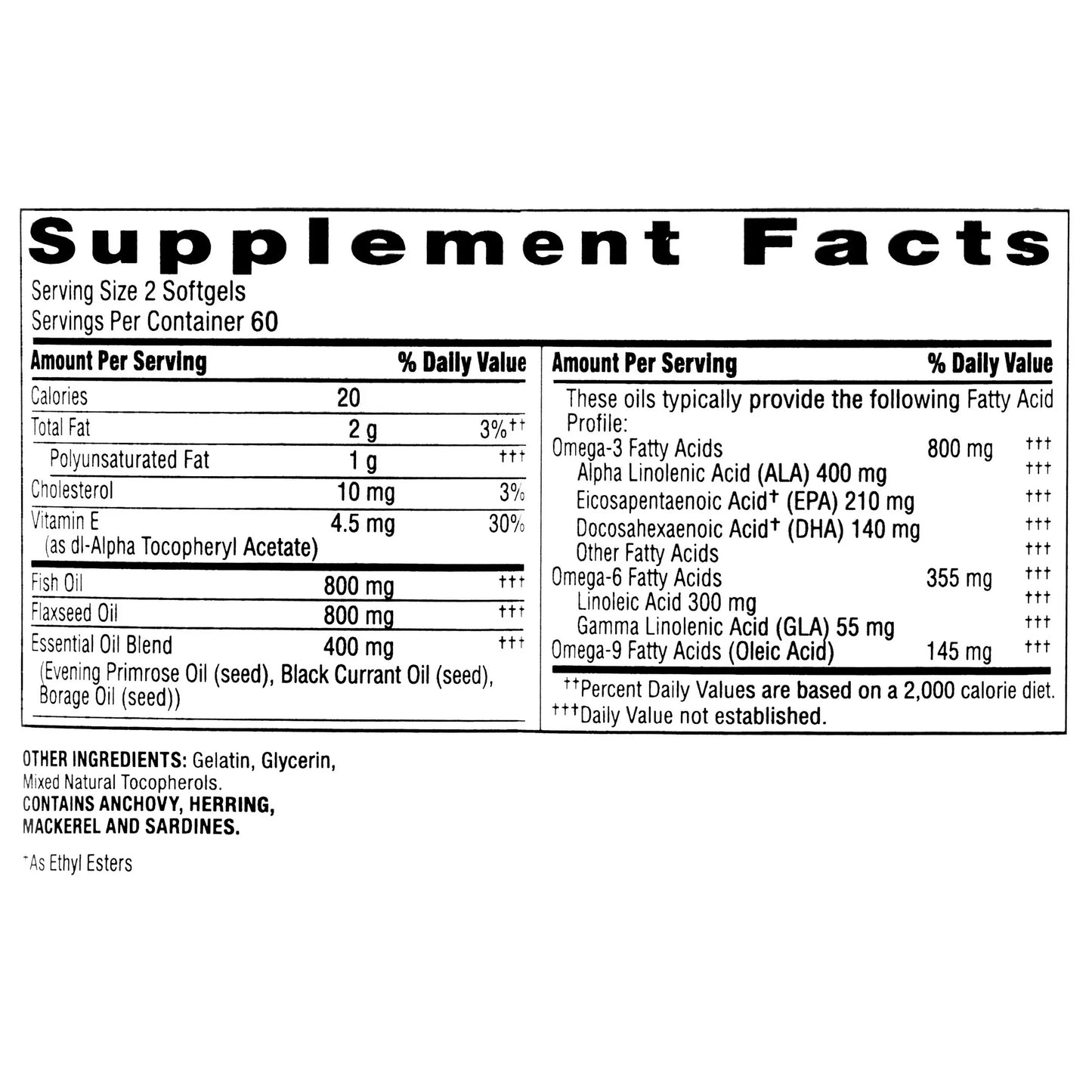 Spring Valley Triple Omega, Pescado 800 Mg, Lino 800 Mg y Cápsulas Blandas de Aceite de Borraja, Suplemento para la Salud Del Corazón, 120 Unidades