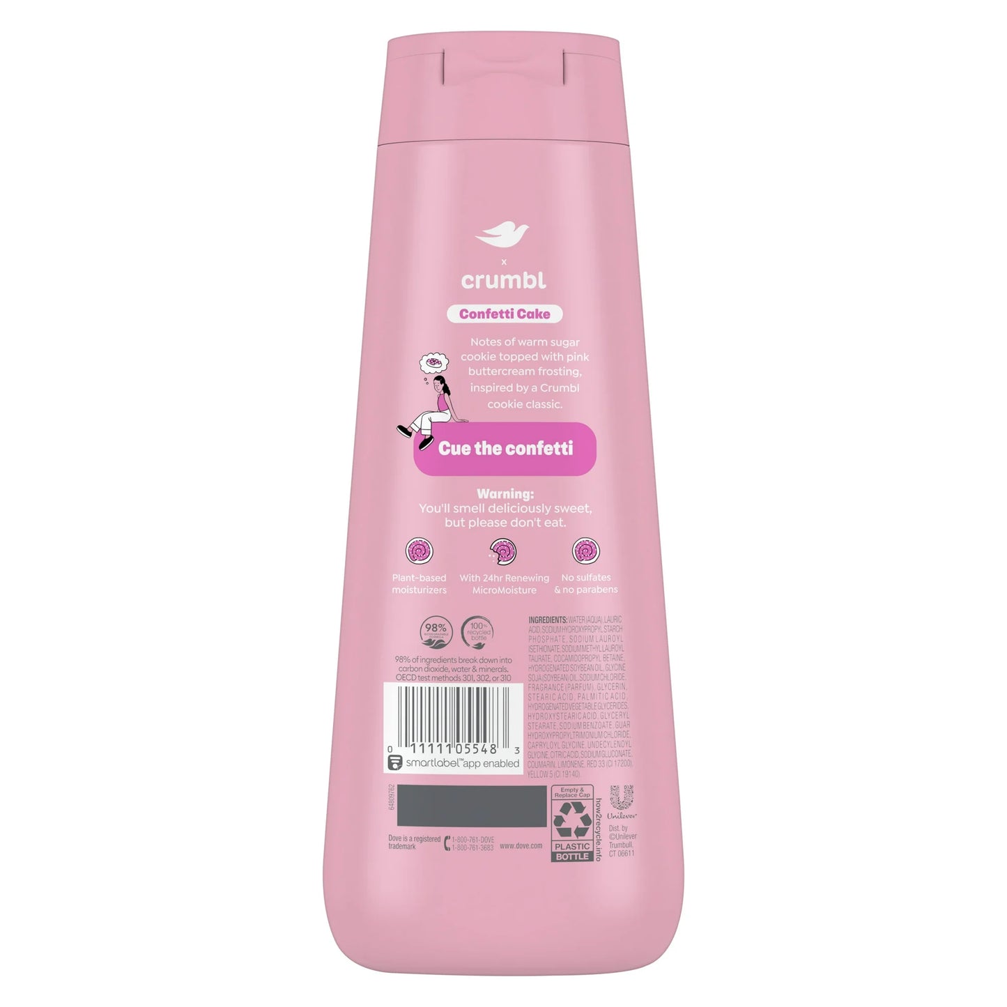 Dove Gel de Baño Líquido Hidratante Crumbl Pastel de Confeti, 20 oz