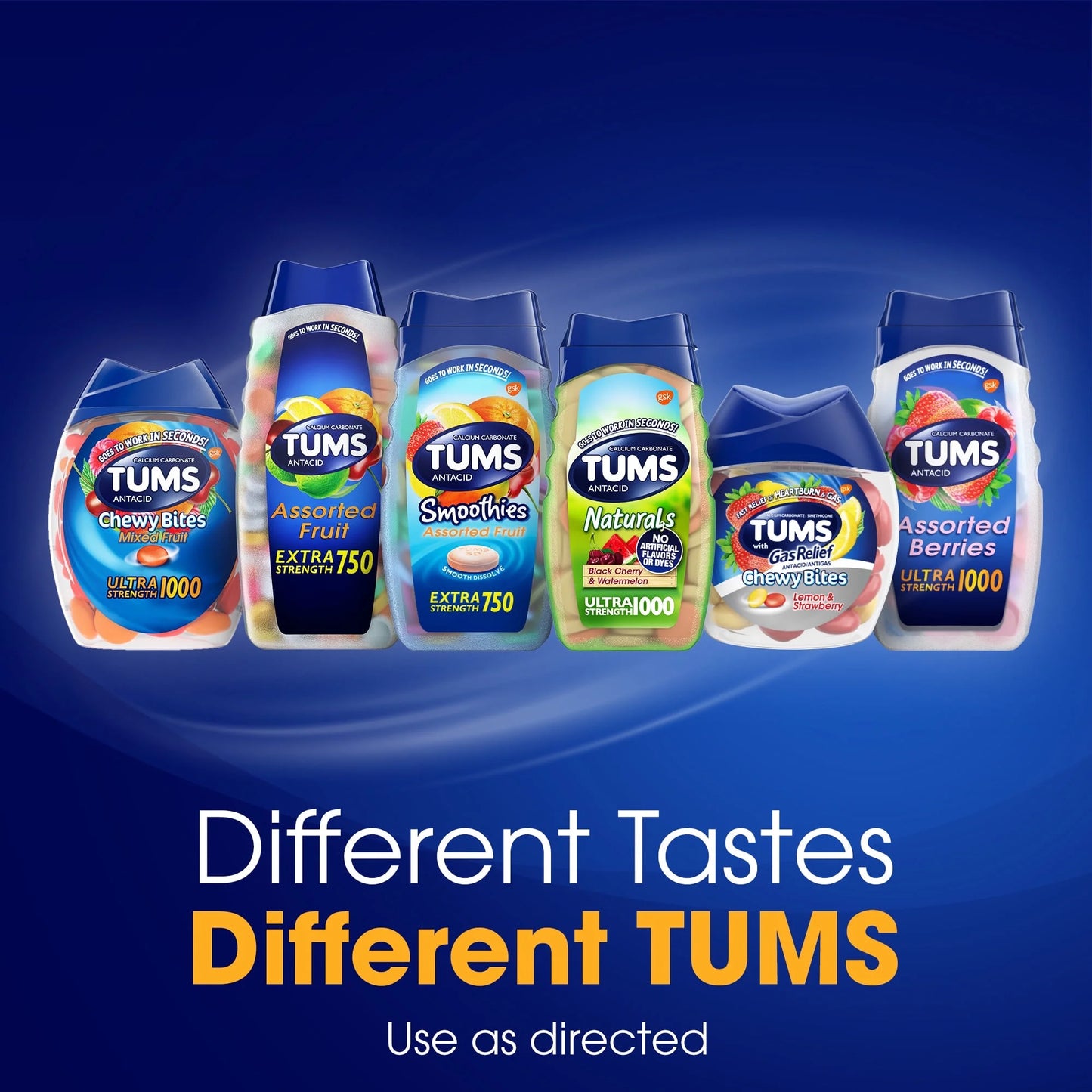 Tums Alivio de la Acidez Estomacal de Máxima Potencia Chewable Antacid Tablets, Bayas, 72 Unidades