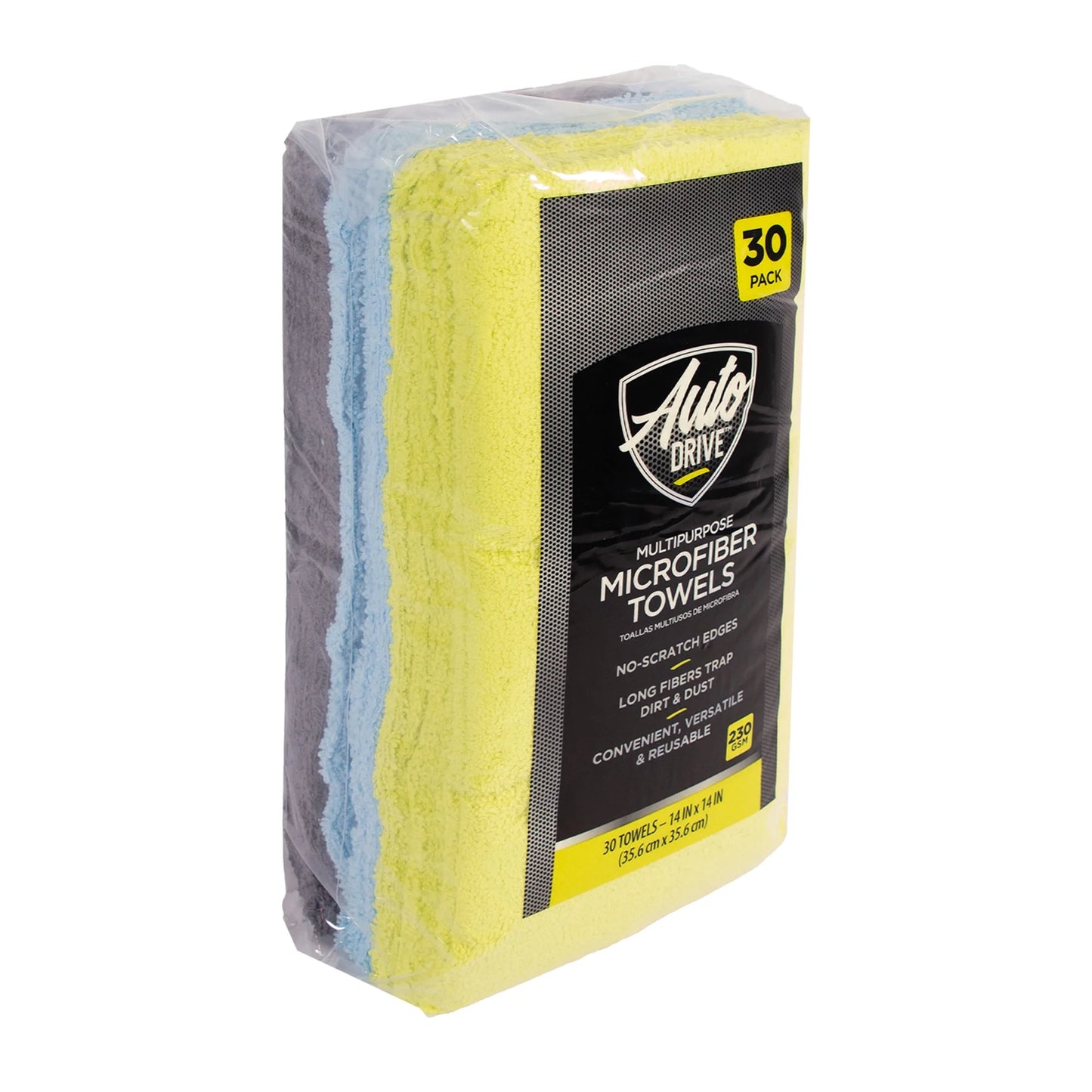 Auto Drive Car Cleaners Toallas de Microfibra Multiusos 14" x 14", Multicolor, Paquete de 30