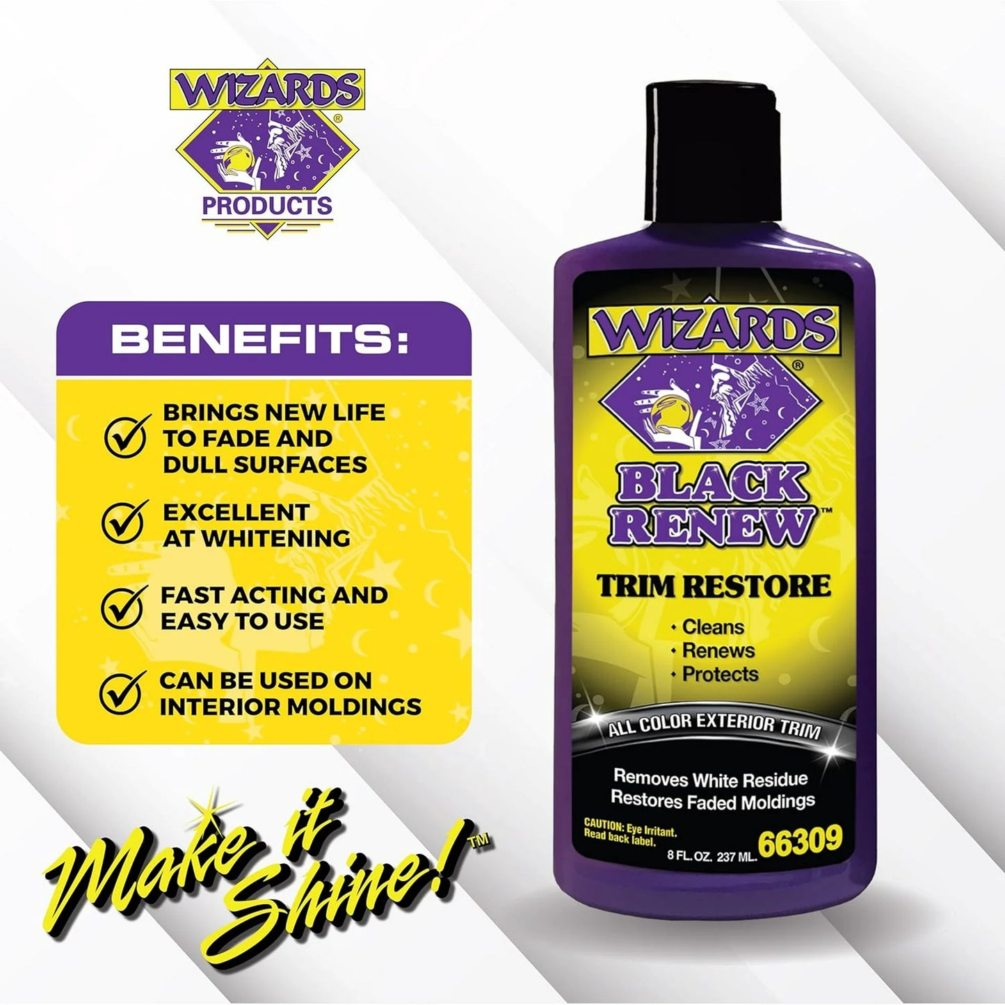 Wizards Products Negro Renovar Restaurador de Borde de Coche Restaurador de Goma y Plástico, 8 fl oz