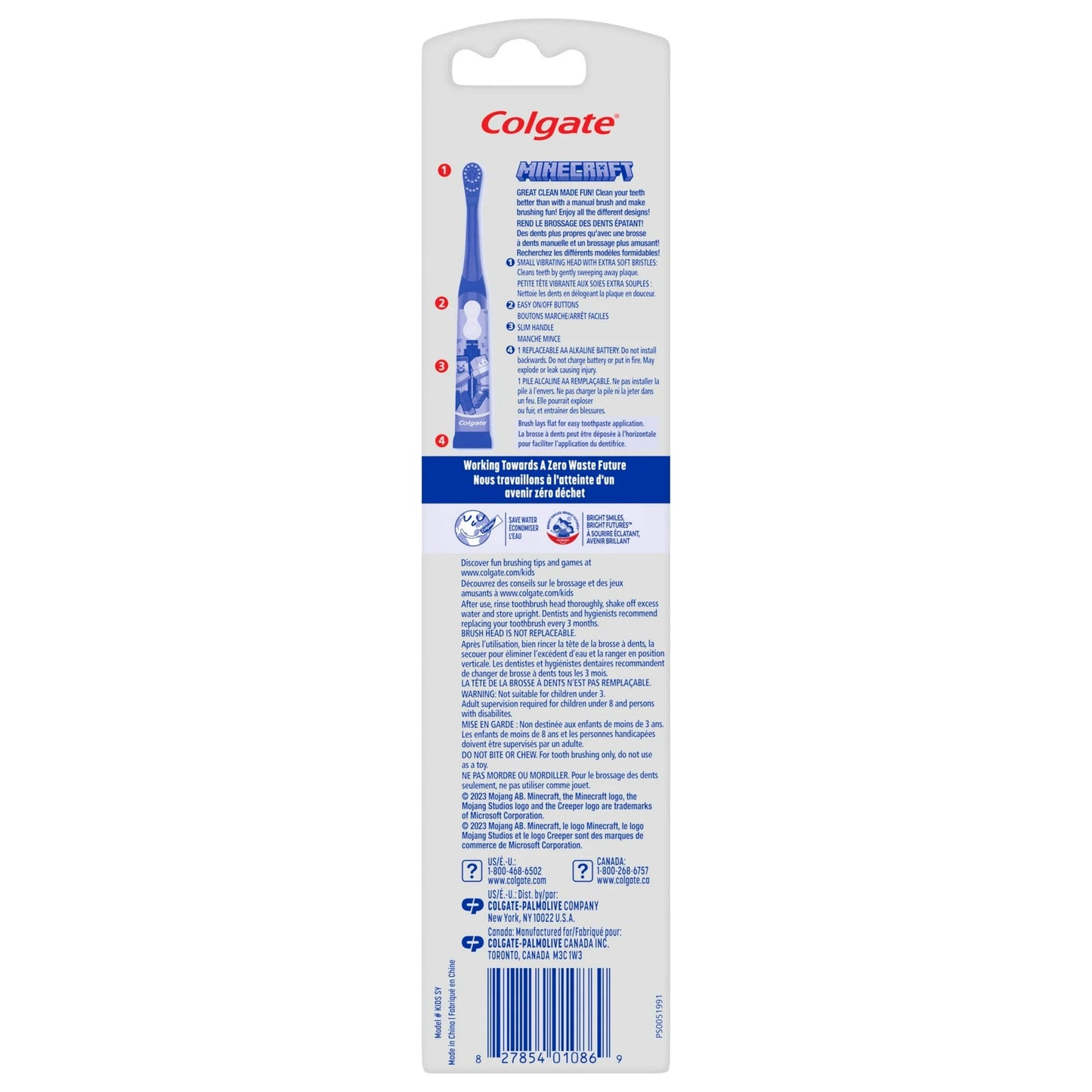 Colgate Kids a Batería Minecraft Toothbrush, 1 Unidad, Niño