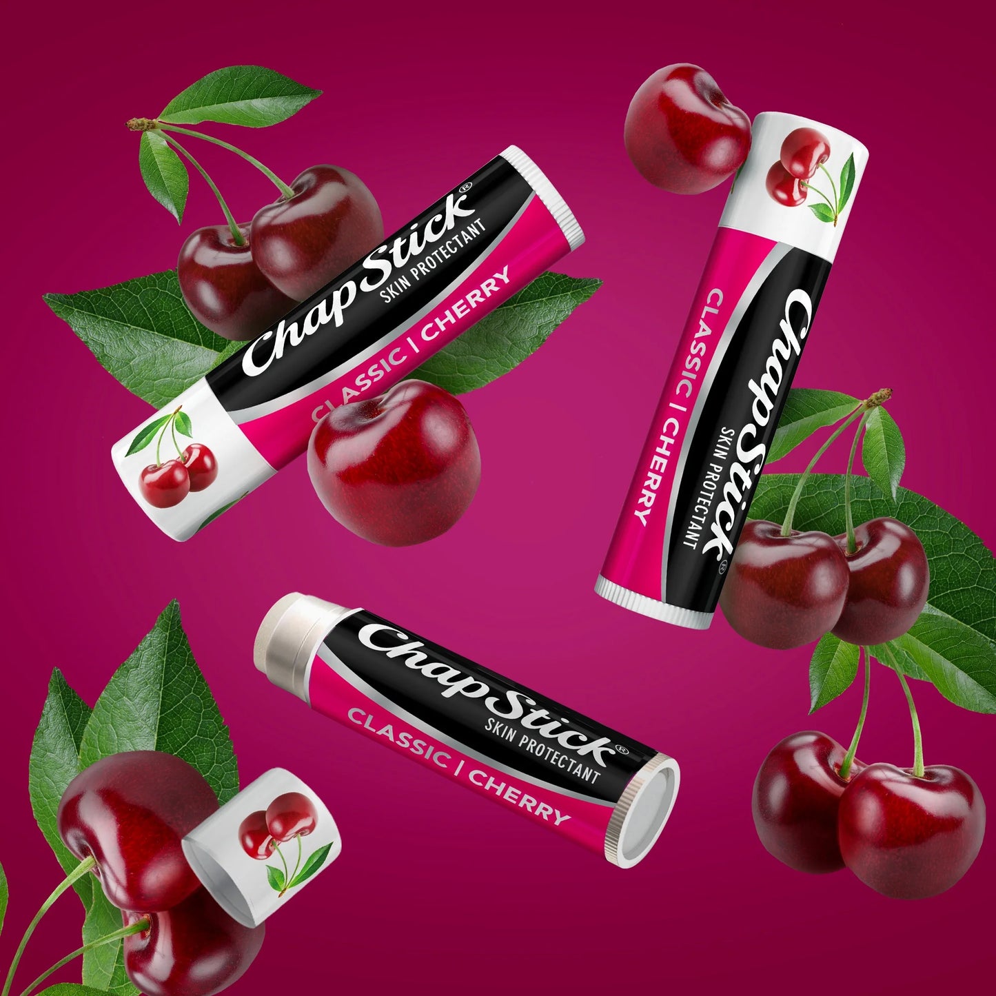 ChapStick Tubo de Bálsamo Labial Protector de la Piel con Sabor a Cereza Clásica, 0.15 oz, Paquete de 3