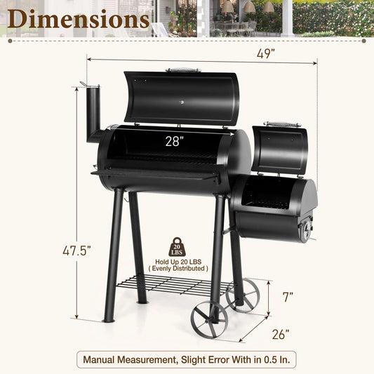 Summit Living Parrilla de Carbón de 28" con Ahumador Compensado Negro