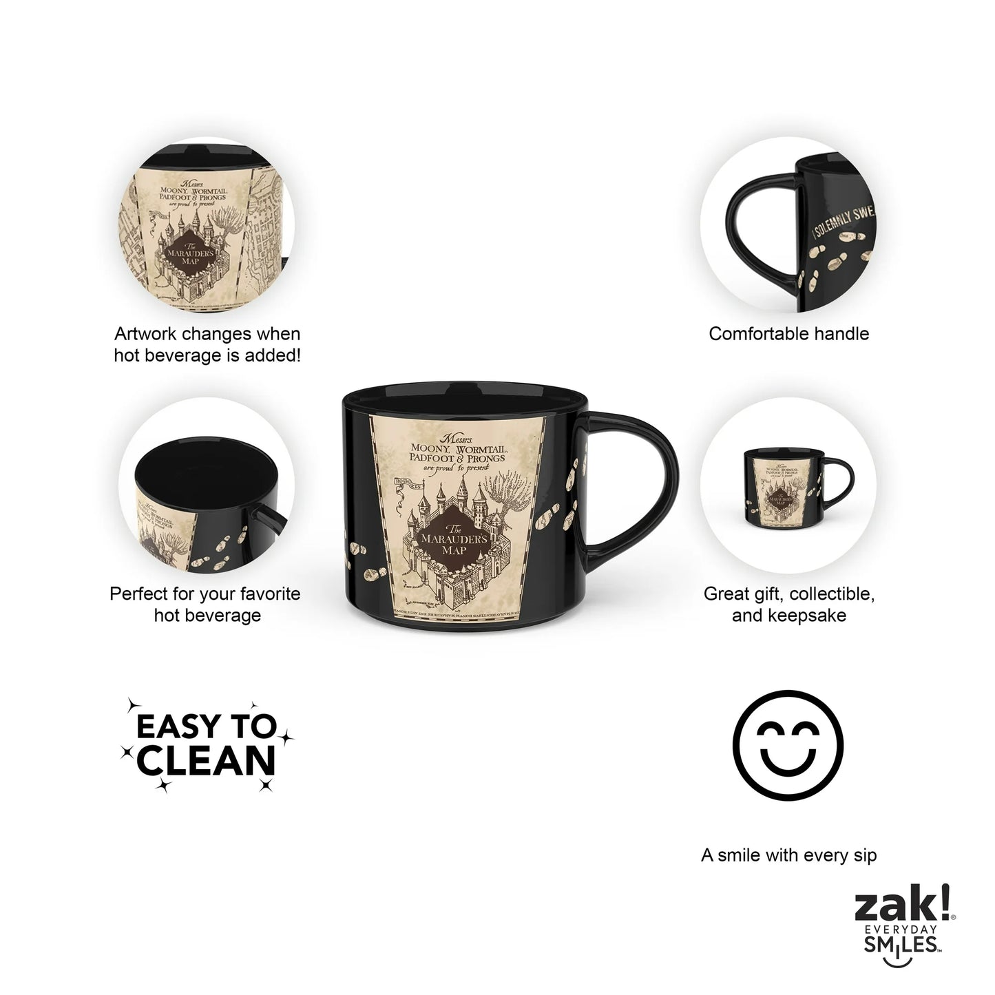 Color Change Zak Designs 15oz Moderno Mug, Harry Potter Marauders Map