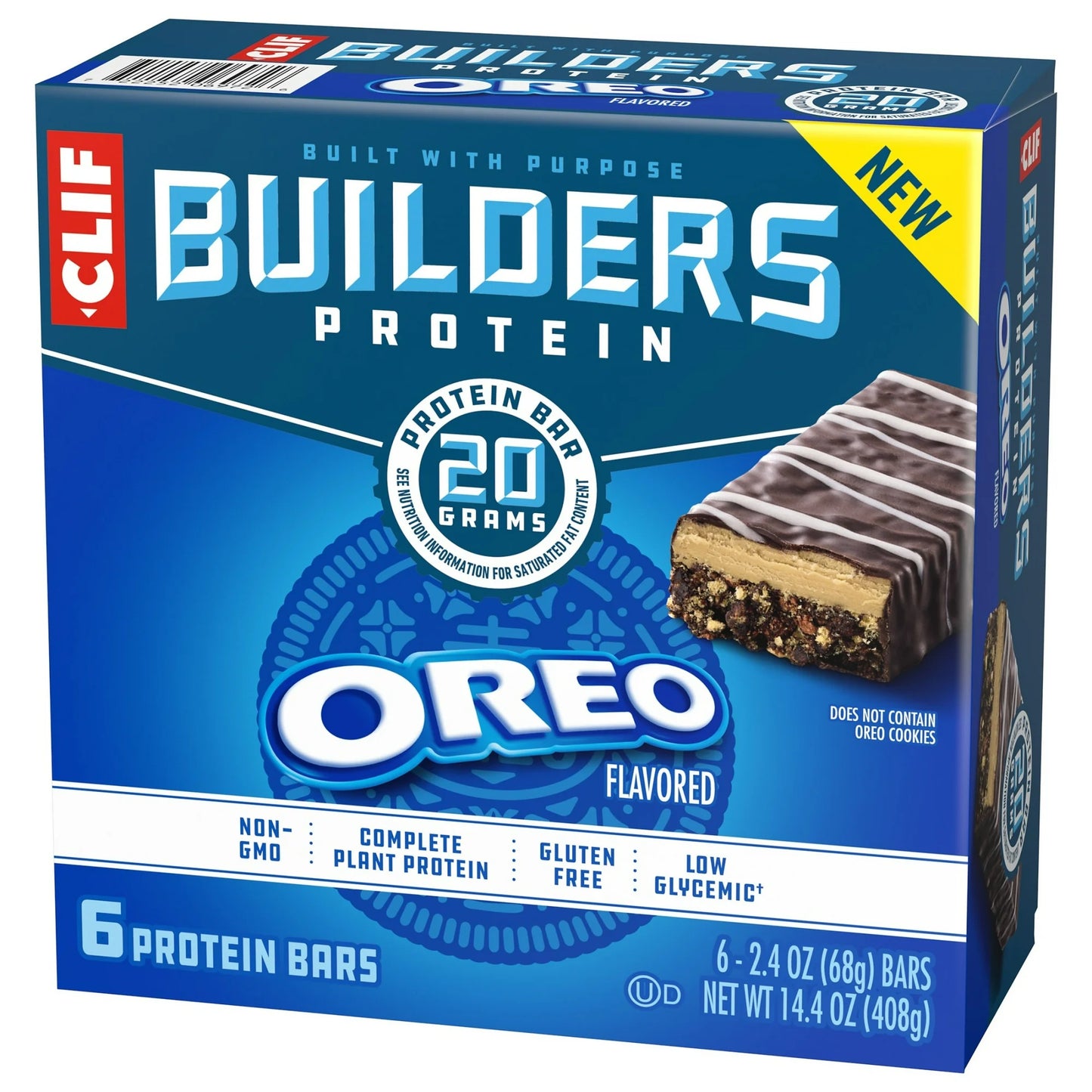CLIF BUILDERS Protein Bars OREO-Flavored, Plant Protein, Gluten Free Bar, 6ct