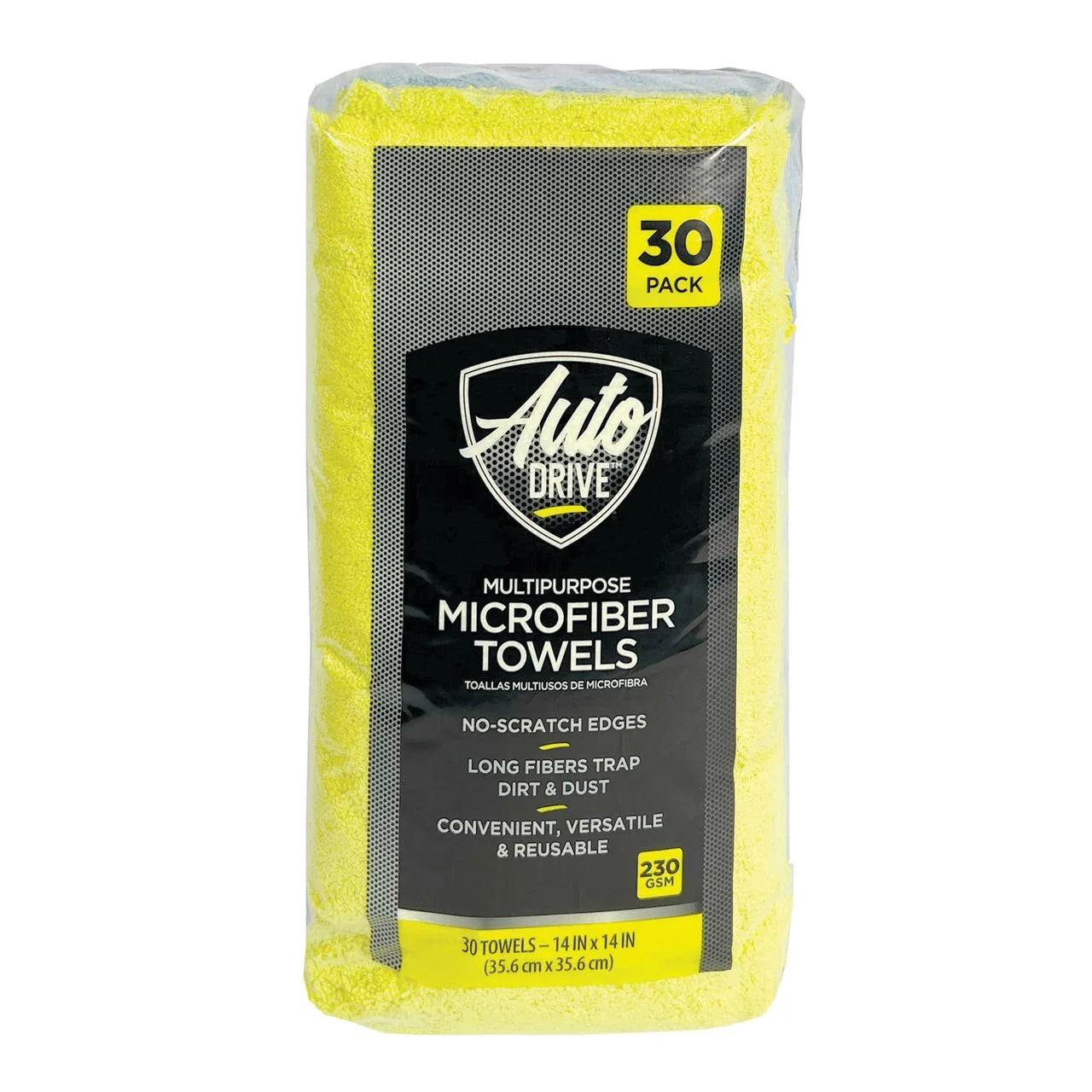 Auto Drive Car Cleaners Toallas de Microfibra Multiusos 14" x 14", Multicolor, Paquete de 30