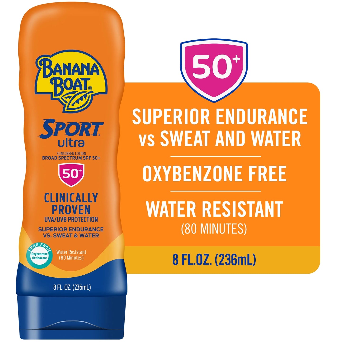Banana Boat Loción de Protector Solar Deportivo Ultra SPF 50, Protector Solar Deportivo, Loción de Bloqueador Solar para Adultos, 8 fl oz