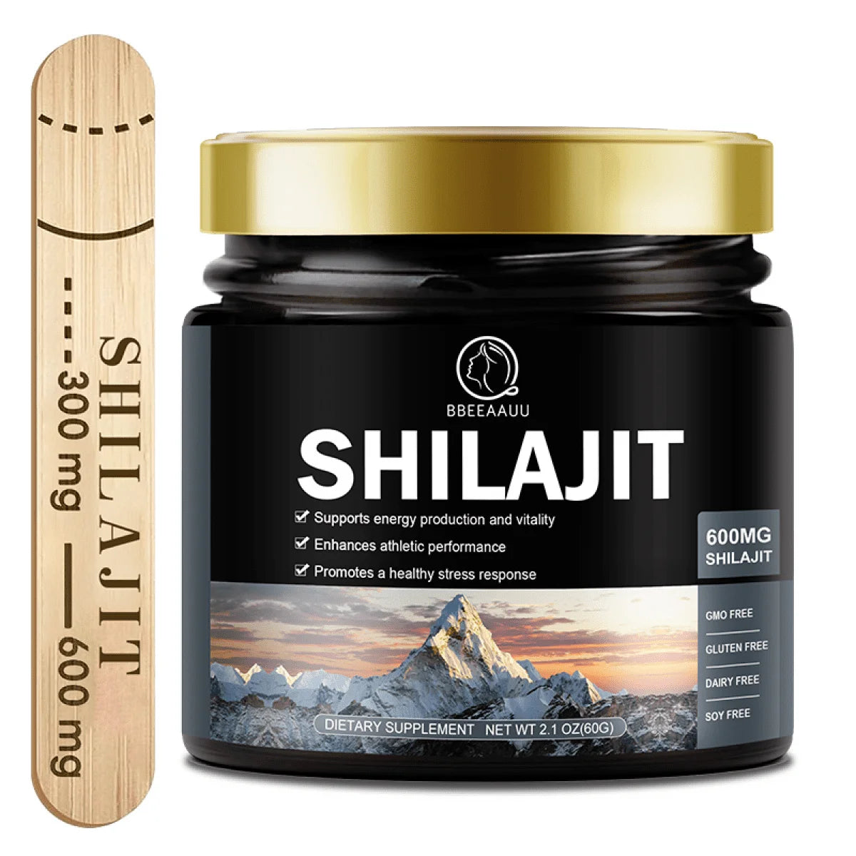 Suplemento de Shilajit Beau de 600 Mg - Resina de Shilajit Orgánica Himalaya Natural con Máxima Potencia - Apoyo para la Concentración y la Energía, la Inmunidad - 60 G (2,1 oz)
