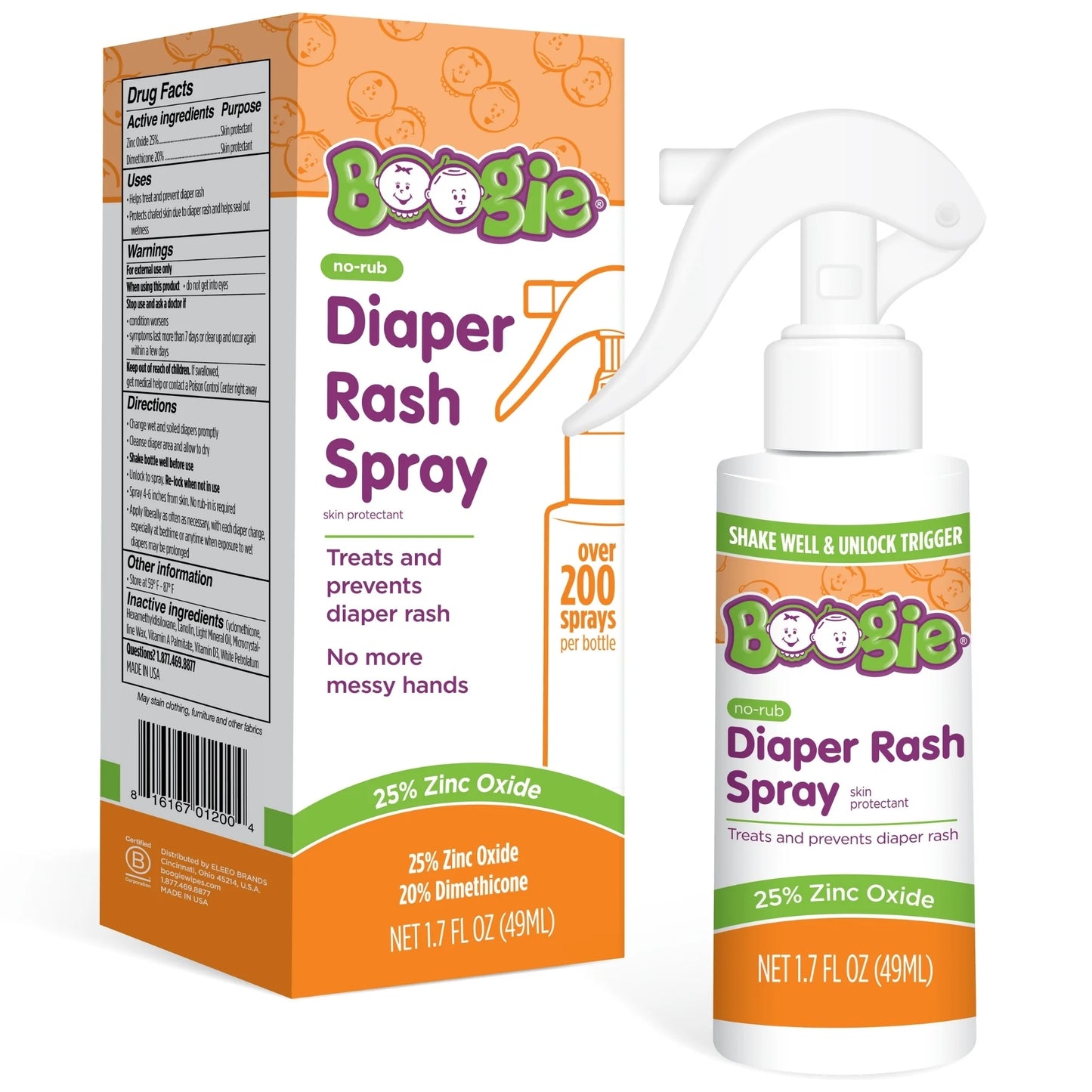 Boogie Aerosol Líquido para Pañales sin Frotar con Xido de Zinc, 1.7 fl oz