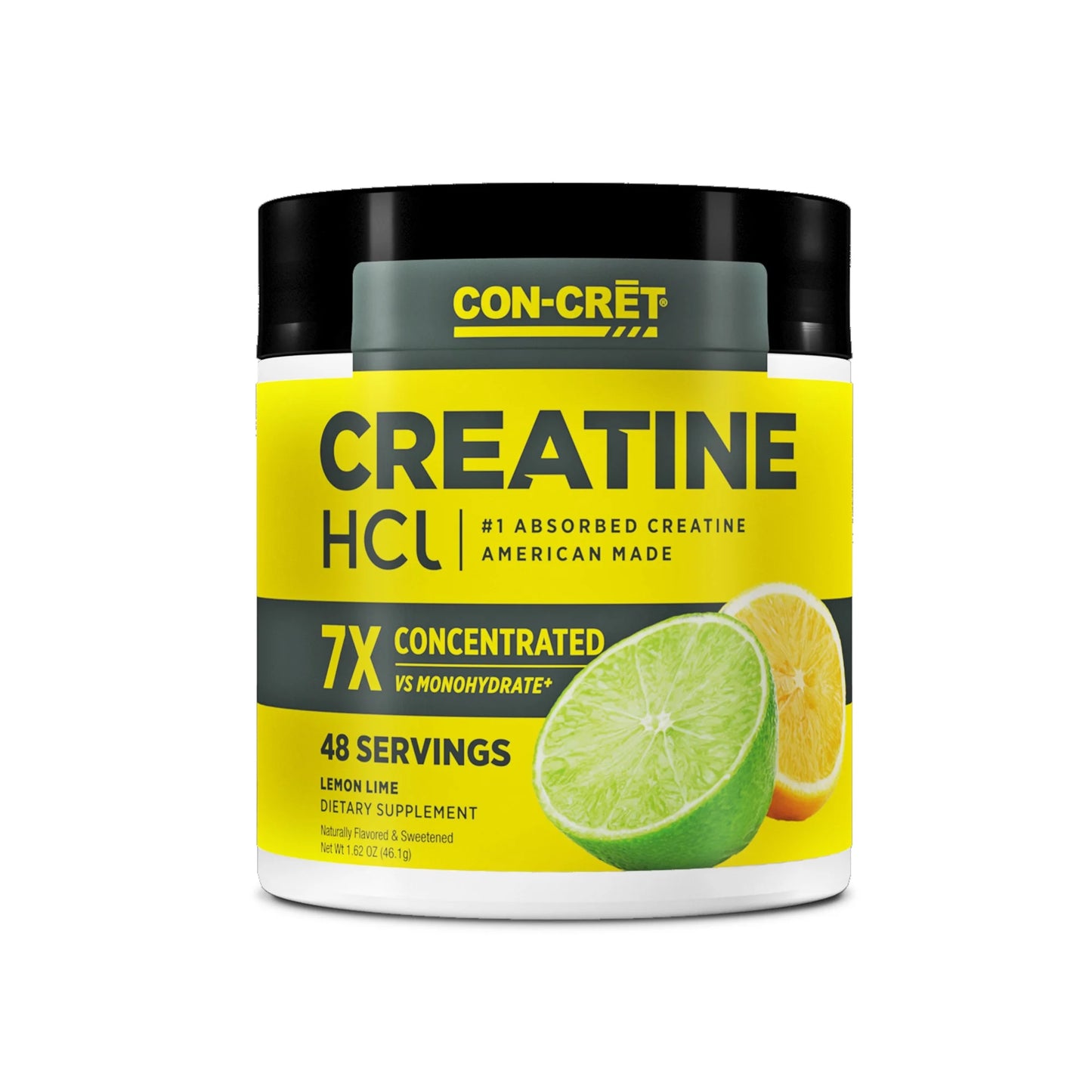 CON-CRET Creatina HCl Patentada Lima Limón en Polvo, Suplemento de Entrenamiento, 48 Porciones