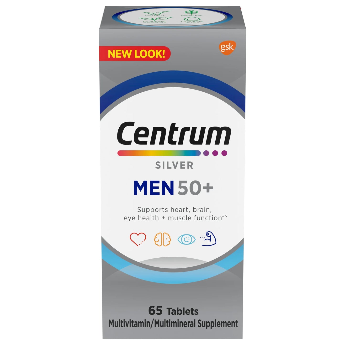 Centrum Silver Mens 50 Plus Multivitamínico con Vitamina B y D3, 65 Unidades