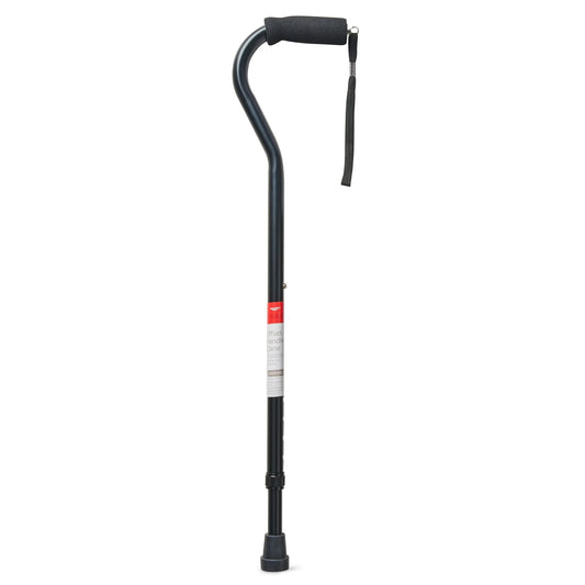 Equate Mobility Bastón con Mango Desplazado de Aluminio y Mango de Espuma, Altura Regulable, Negro