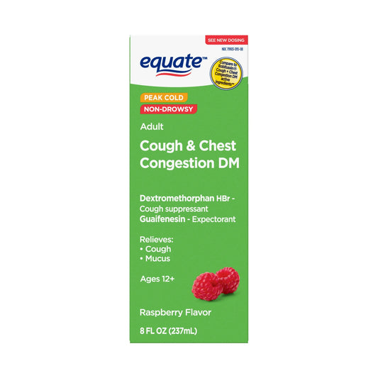 Equate Tussin Tos y Congestión Del Pecho DM, Sabor Frambuesa, 8 fl oz