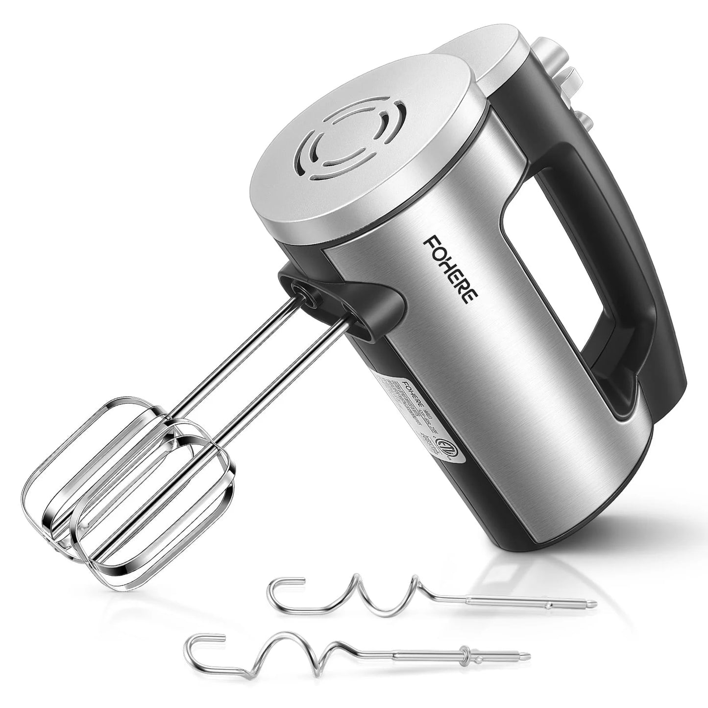 Batidora de Mano de 6 Velocidades con Turbo Boost, Licuadora de Inmersión para Batir Alimentos, Batidores de Huevos Incluye 3 Accesorios, Plateado