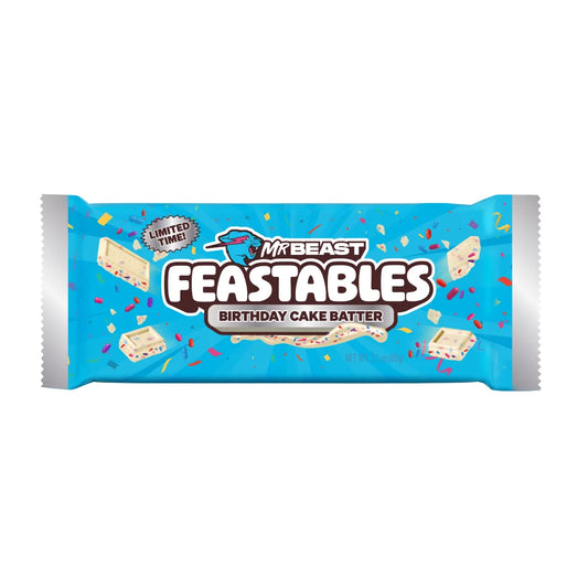 Feastables MrBeast Birthday Batter White Chocolate Bar, 2.1 oz (60g), 1 Count