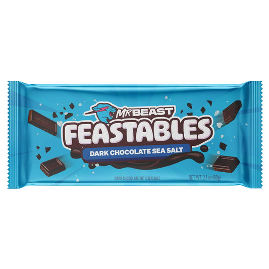 Feastables MrBeast Barra Chocolate Oscura con Sal Marina, 2,1 oz (60 G), 1 Barra
