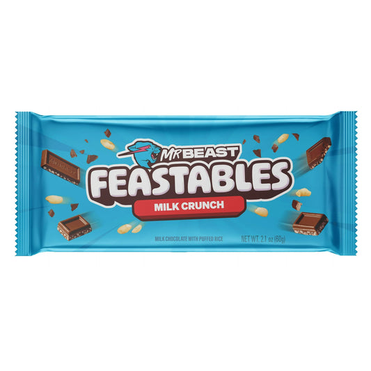 Feastables MrBeast Barra Crujiente de Leche Chocolate 2,1 oz (60 G), 1 Unidad