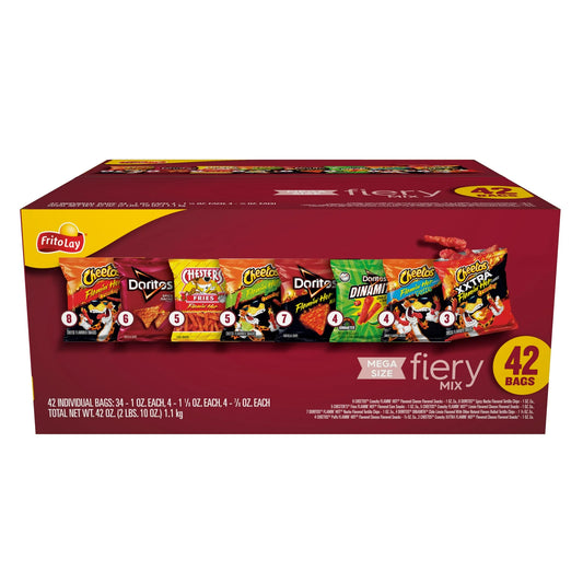 Frito-Lay Snacks Variados Ardientes Bolsas de 1 oz, Bolsa Múltiple de 42 Unidades