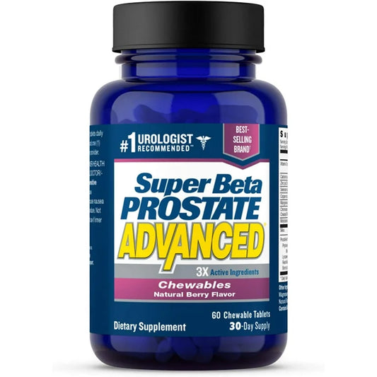 Super Beta Prostate Advanced con Beta-Sitosterol, Suplemento para Hombre, 60 Comprimidos Masticables, Baya