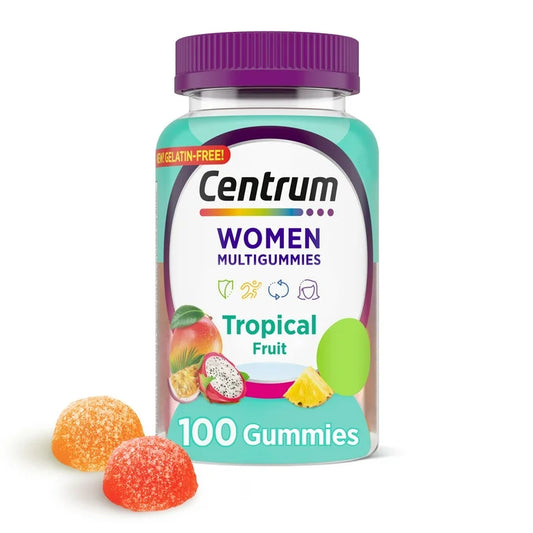 Centrum Gomitas Multivitamínicas para Mujer Sabores de Frutas Tropicales Elaborados con Sabores Naturales, 100 Unidades, Suministro para 50 Días