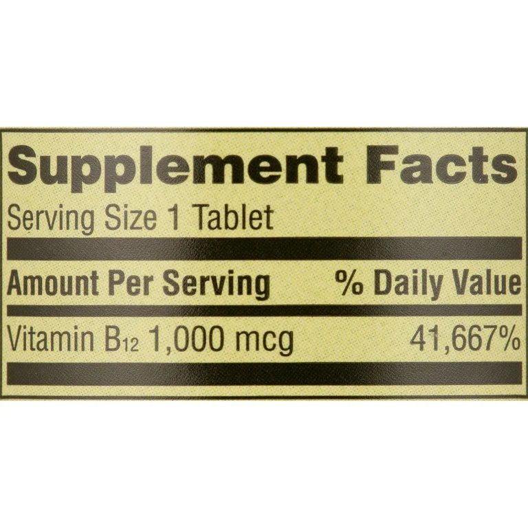 Spring Valley Tabletas de Vitamina B12 de Liberación Temporal, 1000 Mcg, 60 Unidades