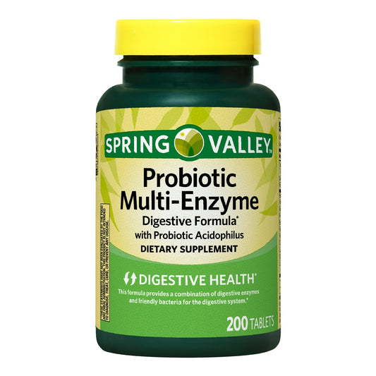 Spring Valley Tabletas de Fórmula Digestiva Multienzimas Probióticas 200 Unidades