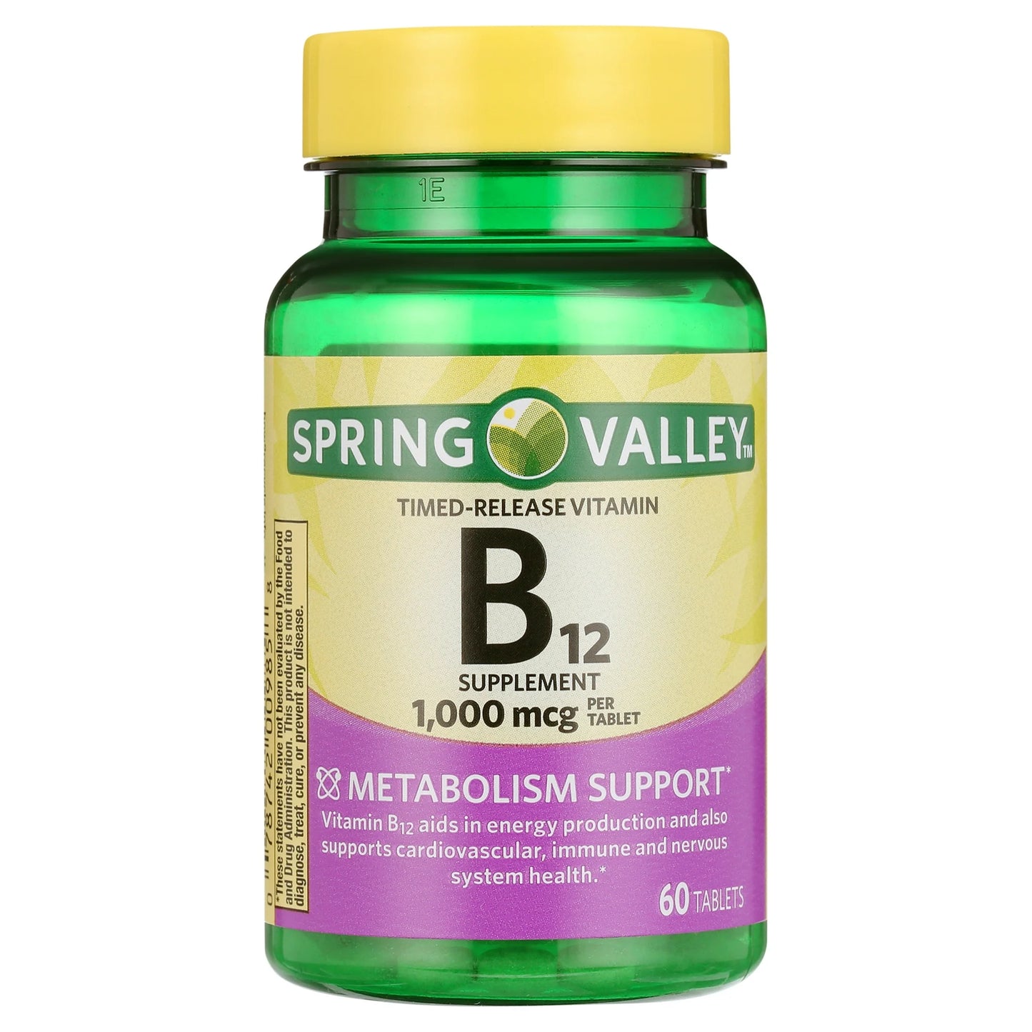 Spring Valley Tabletas de Vitamina B12 de Liberación Temporal, 1000 Mcg, 60 Unidades