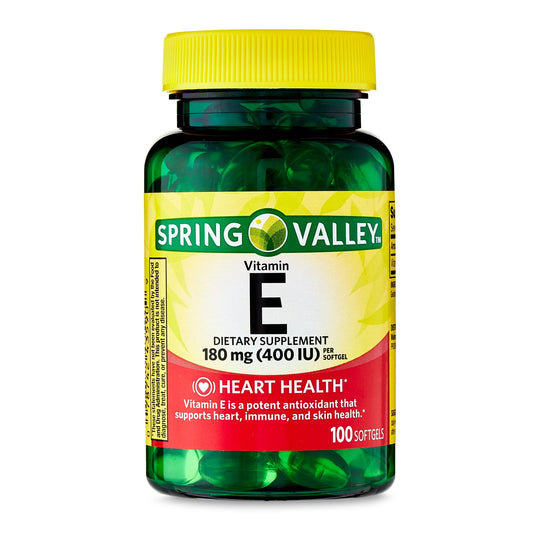 Spring Valley Vitamina E Suplemento Dietético para la Salud Del Corazón Geles Suaves, 180 mg (400 iu), 100 Unidades