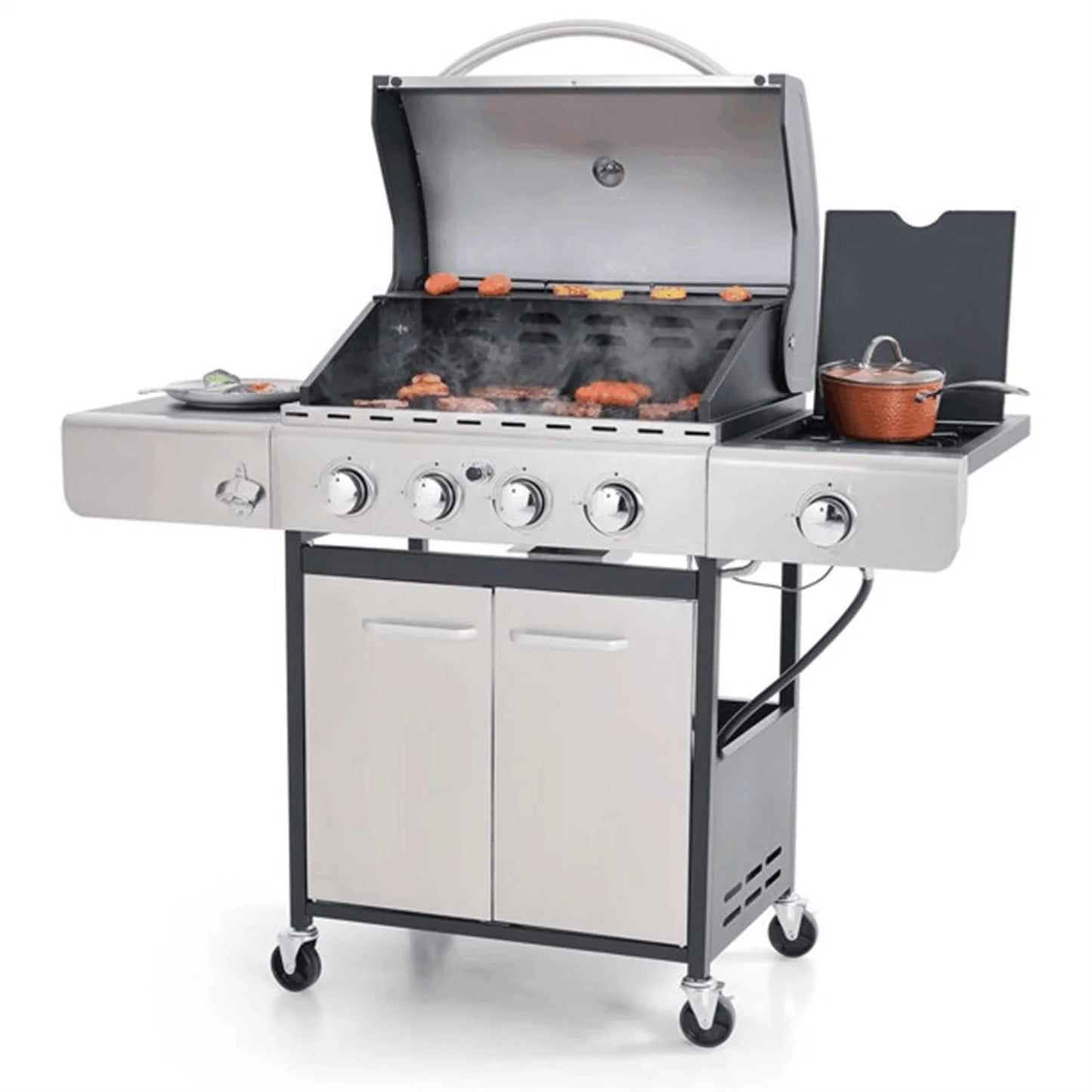 Summit Living Parrilla de Gas Propano de 4 Quemadores con Quemador Lateral de Acero Inoxidable
