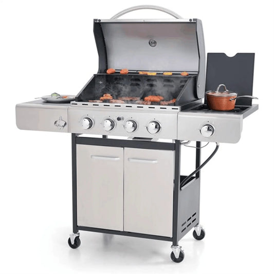 Summit Living Parrilla de Gas Propano de 4 Quemadores con Quemador Lateral de Acero Inoxidable
