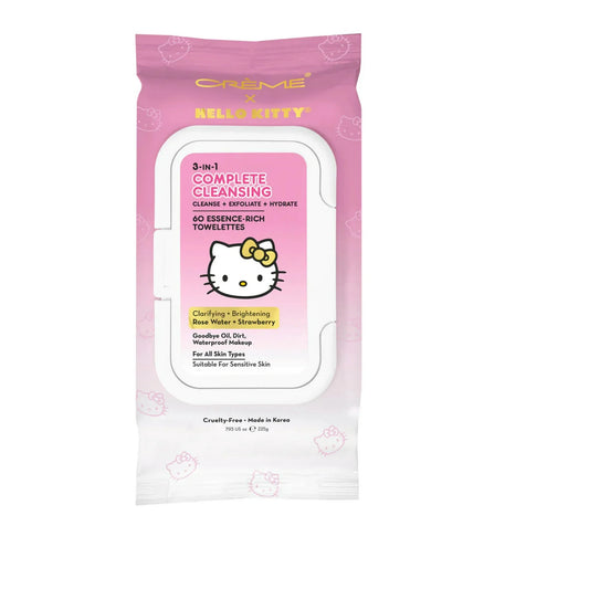 The Crème Shop Toallitas Faciales de Limpieza Completa 3 en 1 Hello Kitty 60 Toallitas, 8,28 oz.