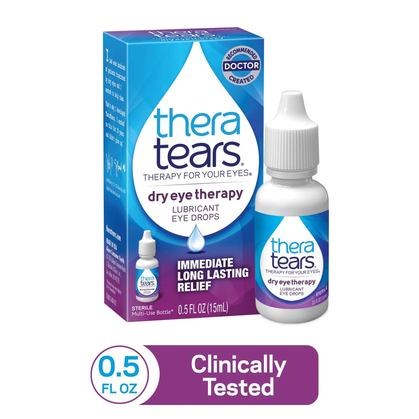 TheraTears Dry Terapia Ocular Lubricante Eye Drops, Uso Diario, Botella de 0,5 fl oz
