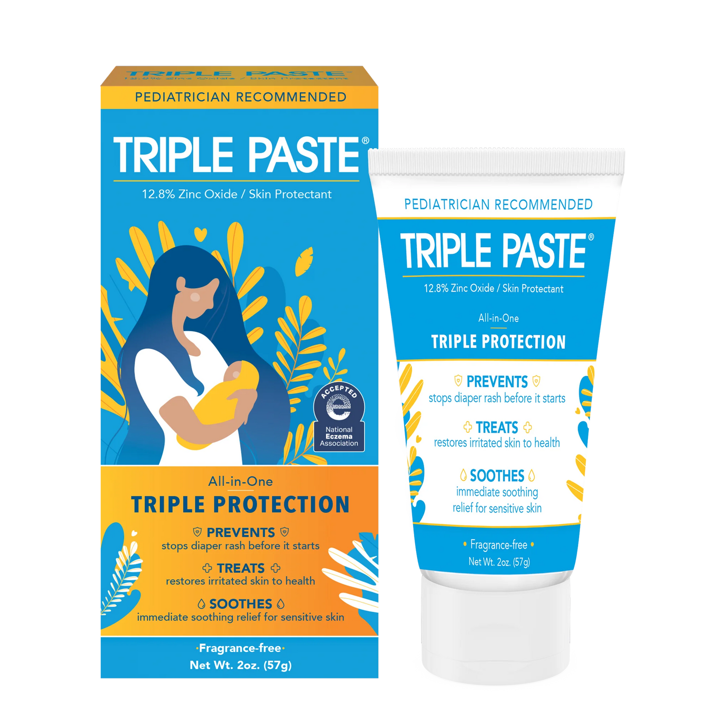 Triple Paste Diaper Rash Crema Hipoalergénica, Medicinal, Ointment para Bebés, 2 oz