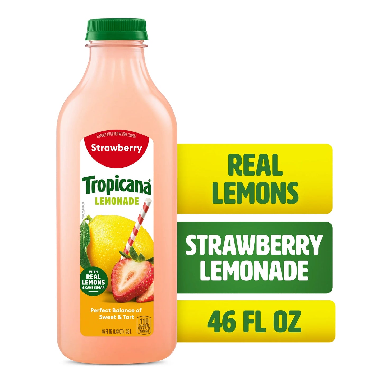 Tropicana Limonada de Fresa Elaborada con Limones Reales, Botella de 46 fl oz