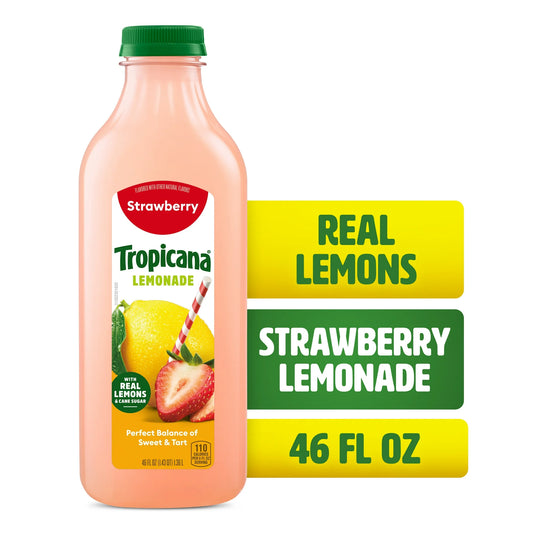 Tropicana Limonada de Fresa Elaborada con Limones Reales, Botella de 46 fl oz