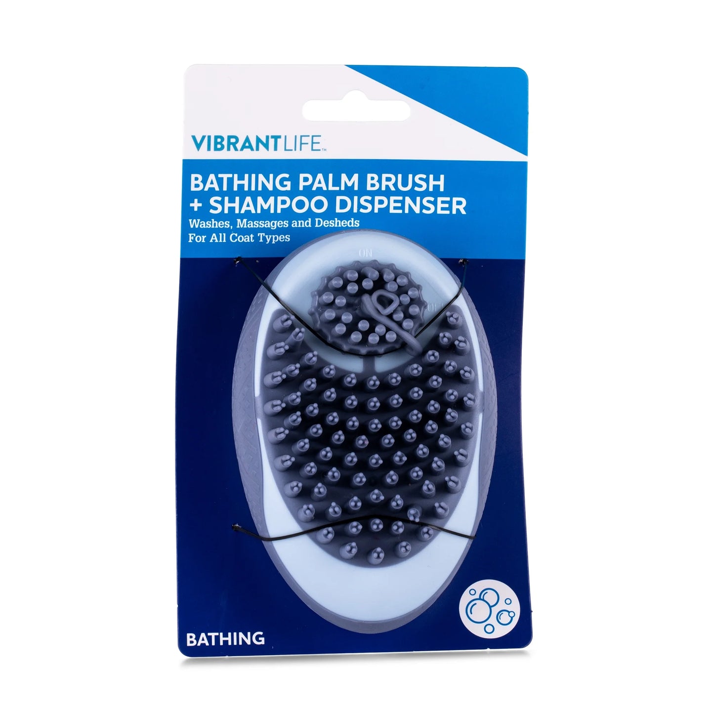 Vibrant Life Baño Palma Perro Gato Mascota Cepillo + Dispensador de Champú Herramienta de Aseo Cepillo de Mano