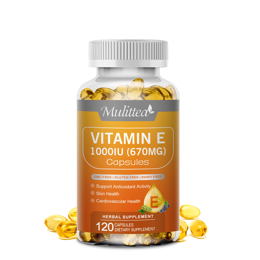 Vitamina E 1000IU Cápsulas de 670 Mg (D-alfa Tocoferol), Apoyan el Antioxidante y el Sistema Inmunológico, 120 Uds